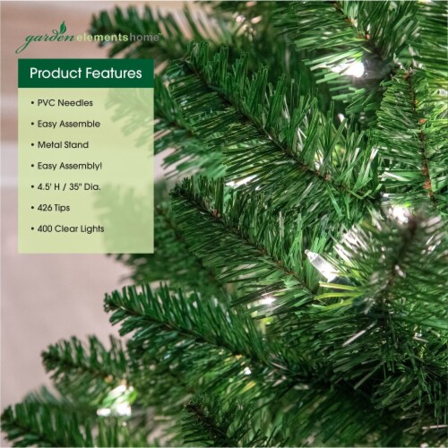 Garden Elements 9' Penn Spruce Christmas Tree- 1600 Clear Lights Perspective: back
