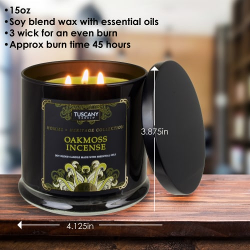 Tuscany Candle™ Homme & Heritage Collection Oakmoss Incense Scented Jar Candle Perspective: back