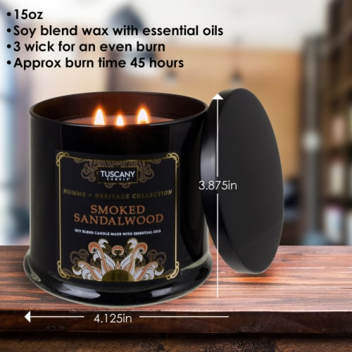 Tuscany Candle™ Homme & Heritage Collection Smoked Sandalwood Scented Jar Candle Perspective: back