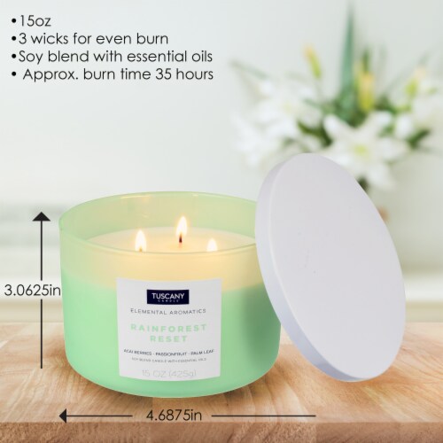 Tuscany Candle Elemental Aromatics Rainforest Reset Scented Jar Candle Perspective: back