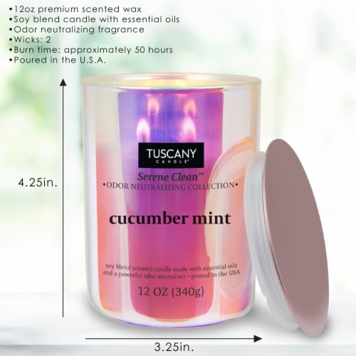 Tuscany Candle™ Serene Clean™ Collection Cucumber Mint Scented Jar Candle Perspective: back