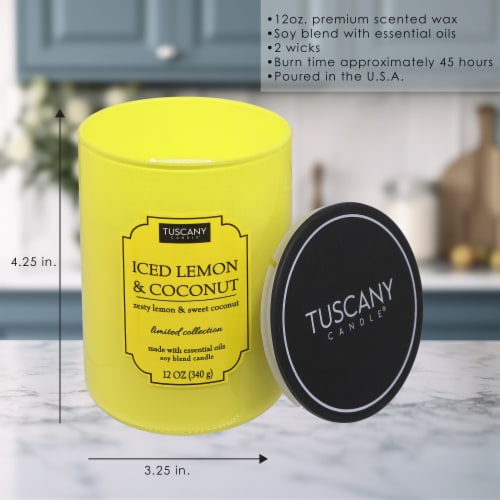 Tuscany Color Splash Collection Scented Jar Candle - Iced Lemon & Coconut Perspective: back
