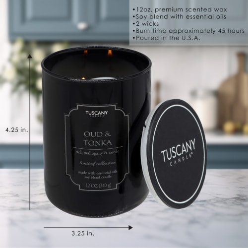 Tuscany Color Splash Collection Scented Jar Candle - Oud & Tonka Perspective: back
