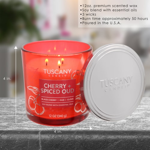 Tuscany Scented Jar Candle Cherry & Spiced Oud Perspective: back