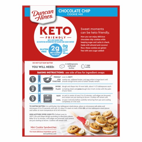 Duncan Hines Keto Friendly Chocolate Chip Cookie Mix Perspective: back