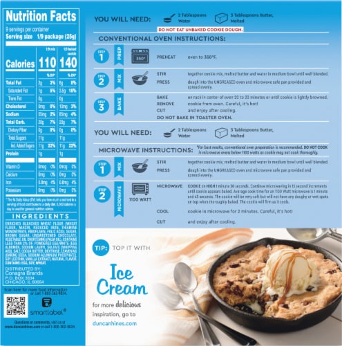 Duncan Hines Mega Cookie Chocolate Chunk Pan Cookie Mix Perspective: back