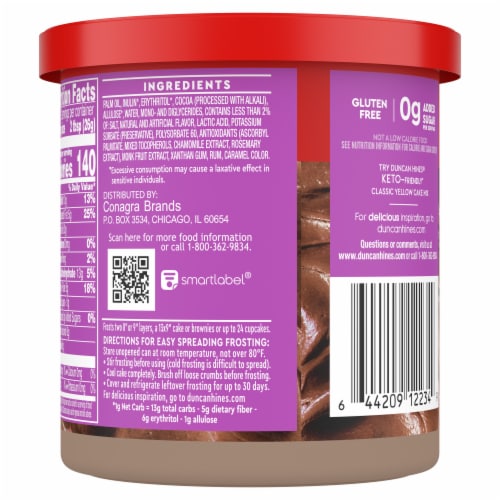 Duncan Hines Keto Friendly Chocolate Flavored Frosting Perspective: back