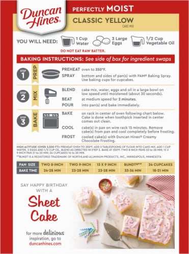 Duncan Hines® Classic Yellow Cake Mix Perspective: back
