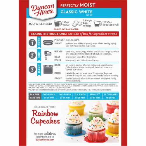 Duncan Hines Perfectly Moist Classic White Cake Mix Perspective: back