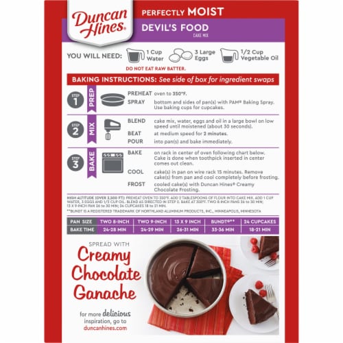 Duncan Hines Perfectly Moist Devil's Food Cake Mix Perspective: back