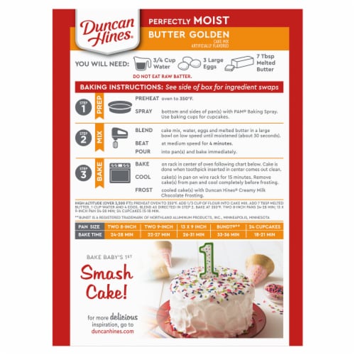Duncan Hines Perfectly Moist Butter Golden Cake Mix Perspective: back