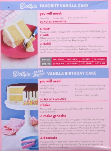 Duncan Hines® Dolly Parton's Vanilla Flavored Cake Mix Perspective: back