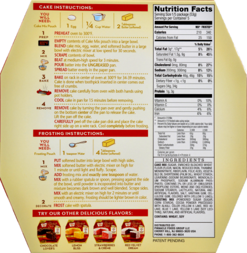 Duncan Hines Perfect Size Golden Fudge Cake Perspective: back