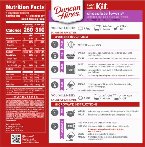 Duncan Hines® Chocolate Lover's® Easy Cake Kit Perspective: back