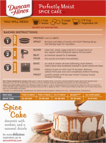 Duncan Hines® Signature Spice Cake Mix Perspective: back