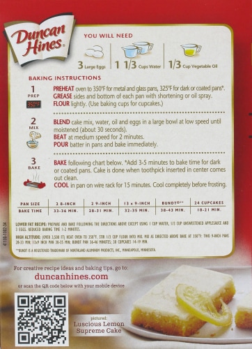 Duncan Hines Lemon Supreme Cake Mix Perspective: back