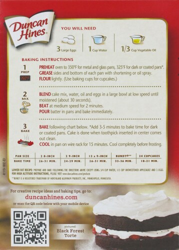 Duncan Hines Dark Chocolate Fudge Cake Mix Perspective: back
