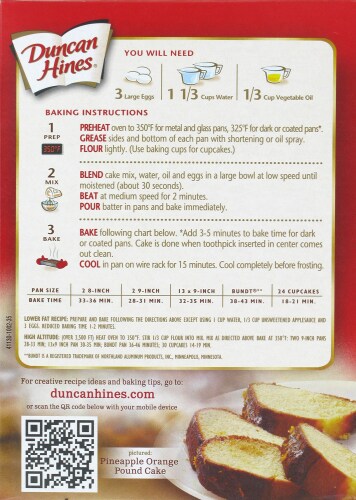 Duncan Hines Pineapple Supreme Cake Mix Perspective: back