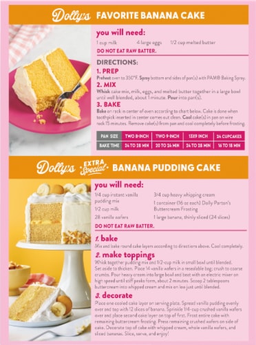 Duncan Hines® Dolly Parton's Perfectly Moist Banana Flavored Cake Mix Perspective: back