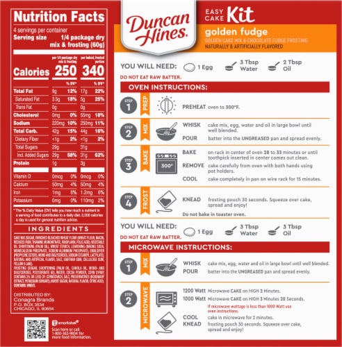 Duncan Hines® Golden Fudge Cake & Frosting Easy Cake Kit Perspective: back