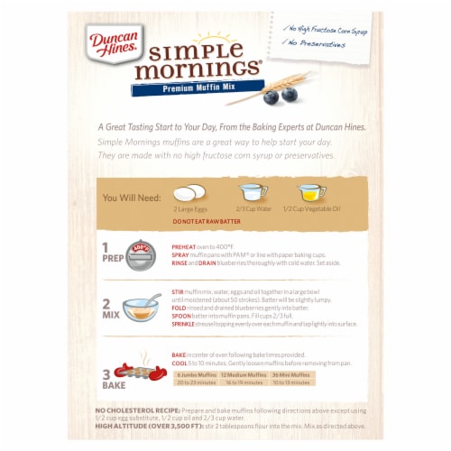 Duncan Hines Simple Mornings Blueberry Streusel Premium Muffin Mix Perspective: back