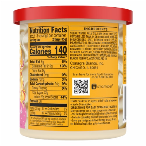 Duncan Hines Dolly Parton's Favorite Creamy Buttercream Flavored Cake Frosting Perspective: back