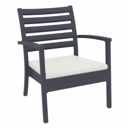 Siesta ISP004-DGR-CNA Artemis XL Outdoor Club Chair with Sunbrella Natural Cushion - Dark Gra Perspective: back