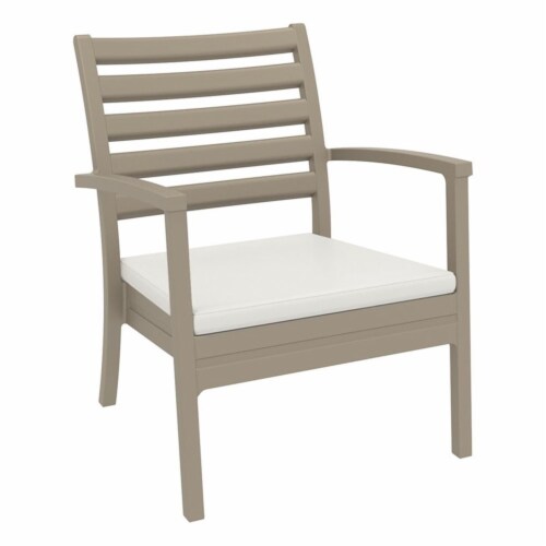 Siesta ISP004-DVR-CNA Artemis XL Outdoor Club Chair with Sunbrella Natural Cushion - Taupe - Perspective: back