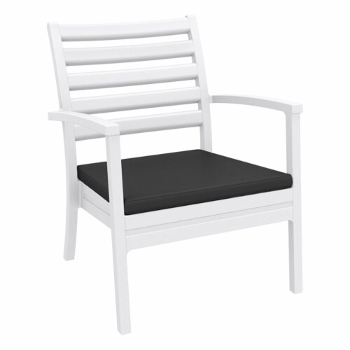 Siesta ISP004-WHI-CCH Artemis XL Outdoor Club Chair with Sunbrella Charcoal Cushion - White - Perspective: back