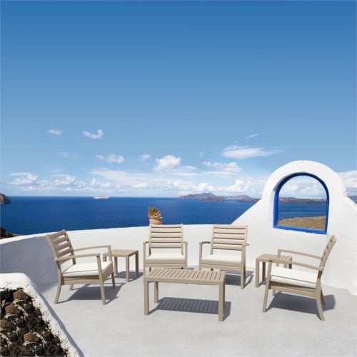Siesta ISP004S7-DVR-CNA Artemis XL Outdoor Club Seating Set with Sunbrella Natural Cushion T Perspective: back