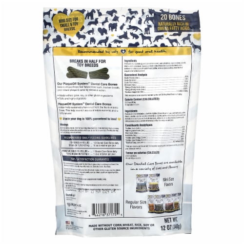 ProDen PlaqueOff System Mini Dental Care Bones For Small & Toy Breed Dogs Vegetable Perspective: back