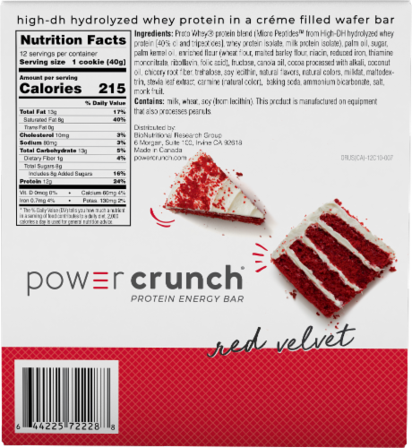 Power Crunch Red Velvet Protein Energy Bars Perspective: back