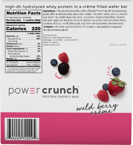 Power Crunch® Wild Berry Creme Protein Energy Bar Perspective: back
