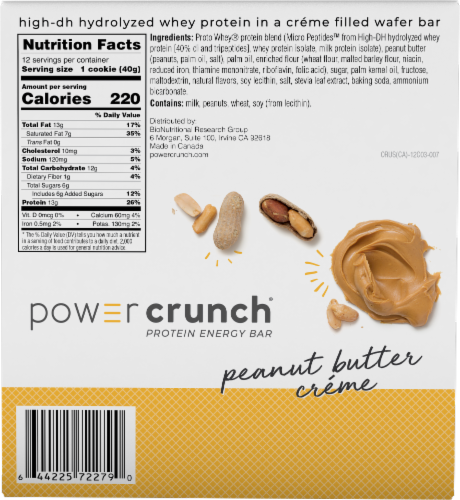 Power Crunch Peanut Butter Creme Protein Energy Bars Perspective: back