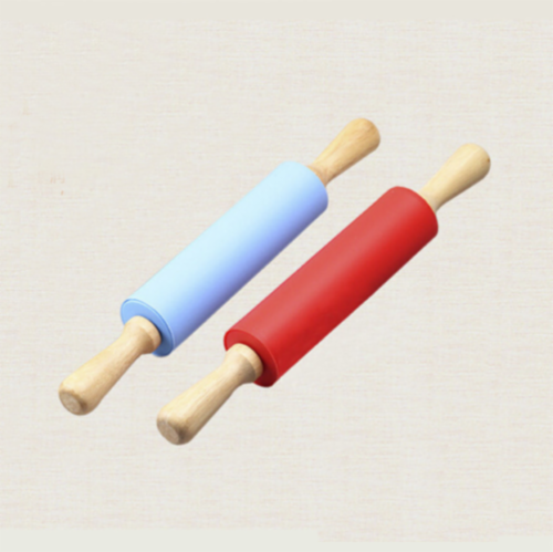 Kitcheniva Wood Handle Non Stick Dough Silicone Rolling Pin - Blue Perspective: back