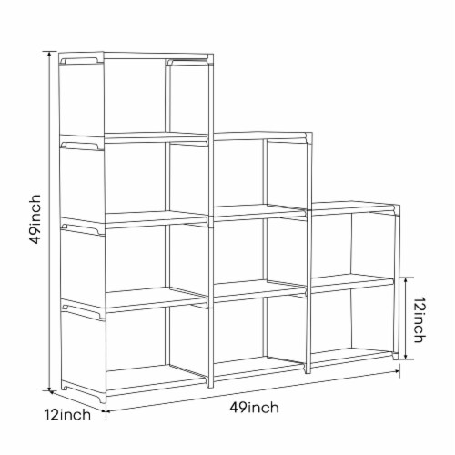 Kitcheniva Book Shelves Storage Organizer 9 Cube Gray Perspective: back