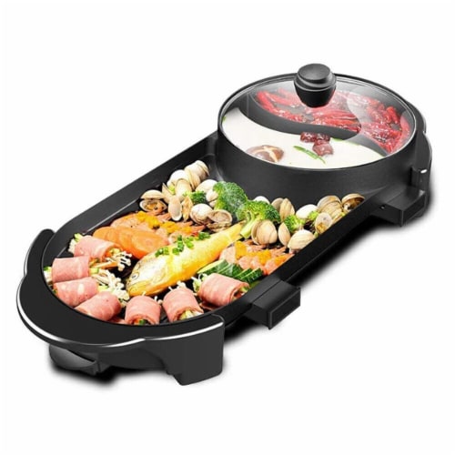 Kitcheniva Electric Nonstick Portable Grill With Hot Pot 2 In 1, 1