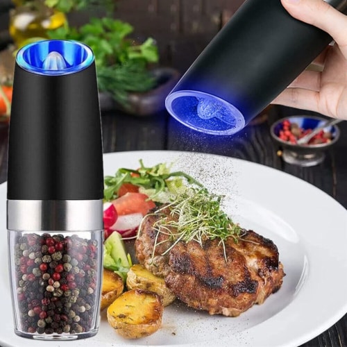 Kitcheniva Electric Gravity Salt Pepper Grinder Mill Set of 2 Silver, Set  of 2 - City Market