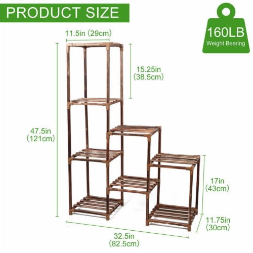 Kitcheniva Extra Large Wood Plant Stand 8 Shelf Perspective: back
