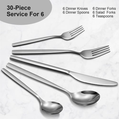 Kitcheniva Stainless Steel Silverware Cutlery 30 Pcs Set Perspective: back