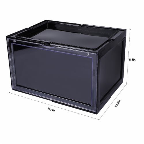 Kitcheniva Stackable Magnetic Drop Side Shoe Box Black Pack of 2 Pack of 2 QFC