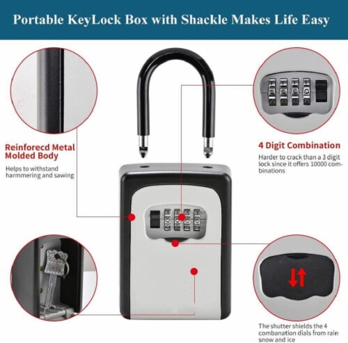 Kitcheniva 4-Digit Combination Key Lock Security Box Perspective: back
