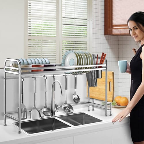 Over The Sink Dish Drying Rack, 2 Tiers Stainless Steel