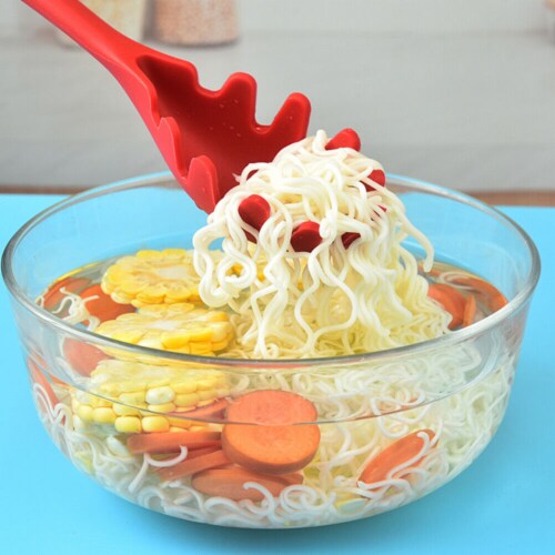 Funny Squid Noodle Fork, 3-in-1 Heat-resistant Silicone Pasta