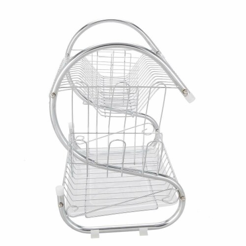 Kitcheniva Stainless Steel Dish And Cup Drying Rack Silver, 2 Tier Perspective: back