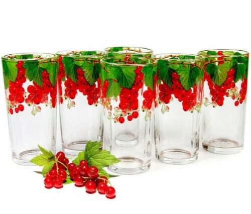 Kitcheniva Drinking Glasses Red Cherry Set of 6 Perspective: back