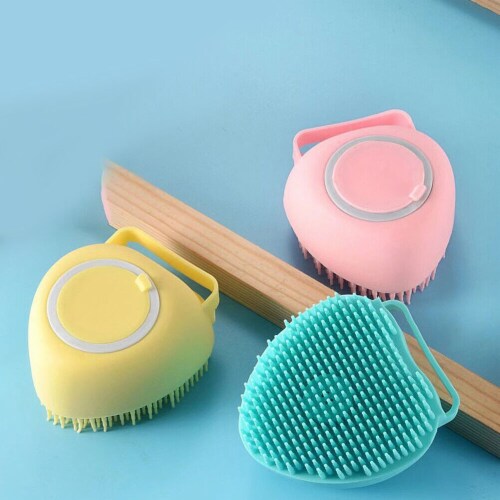 Kitcheniva Silicone Bath Scrubber Gel Dispenser - Heart Pink Perspective: back