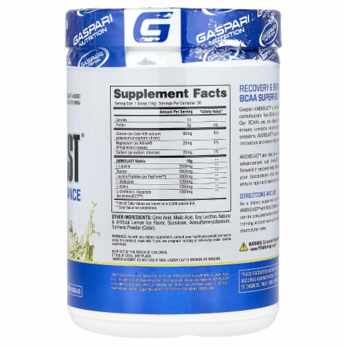 Gaspari Nutrition Aminolast® Recovery & Endurance BCAA Superfuel Lemon Ice - 14.8 oz Perspective: back