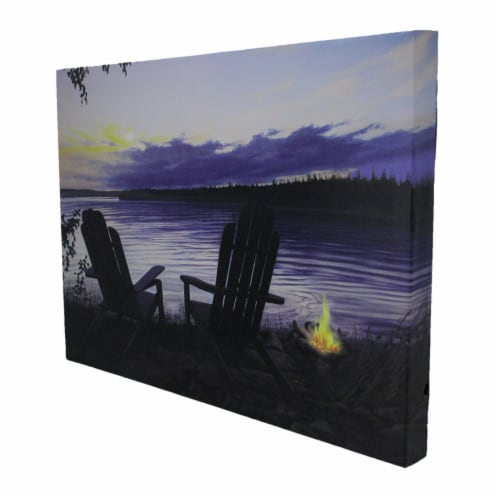 Lighted Canvas Otter Way Fish Shore by Cherie Serrano 17.75 Inches Long Perspective: back