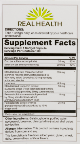 Real Health Prostate Complete Softgels Perspective: back